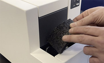 inserting protection foam in cassette printer